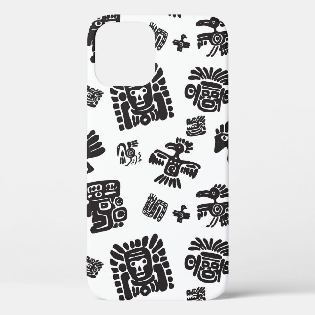 Seamless maya pattern. Black and white ethnic elem Case-Mate iPhone Case (Back)