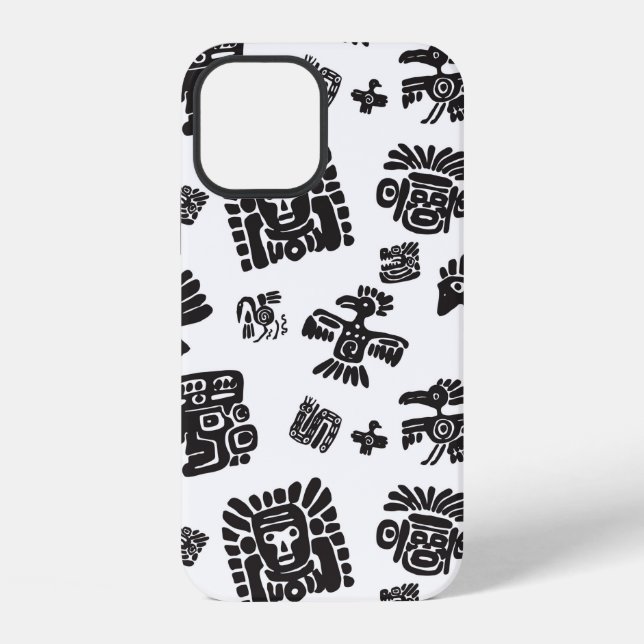 Seamless maya pattern. Black and white ethnic elem iPhone Case (Back)