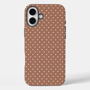 Seamless medium brown polka dot pattern iPhone 16 plus case