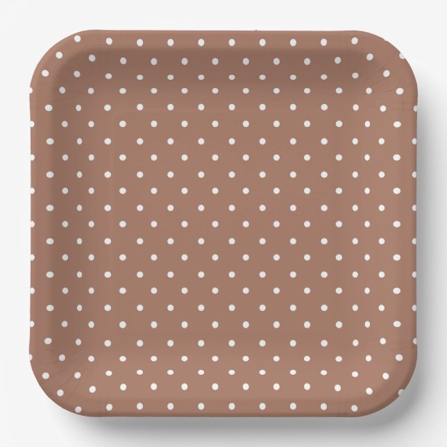 Seamless medium brown polka dot  pattern paper plate (Front)