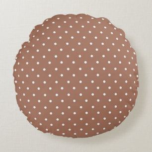 Seamless medium brown polka dot pattern round cushion