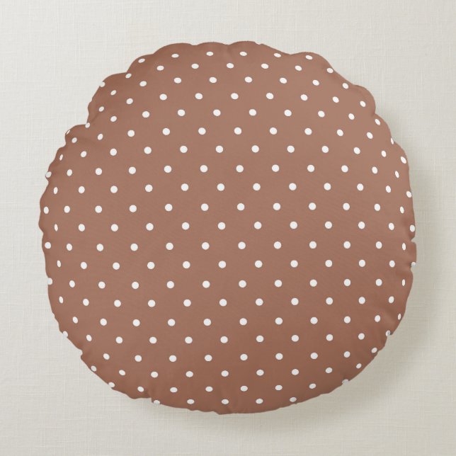 Seamless medium brown polka dot  pattern round cushion (Front)