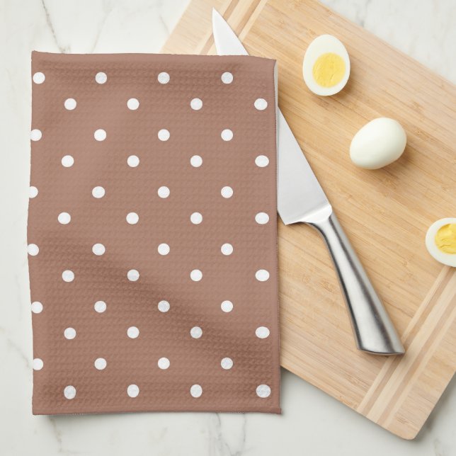 Seamless medium brown polka dot  pattern tea towel (Quarter Fold)