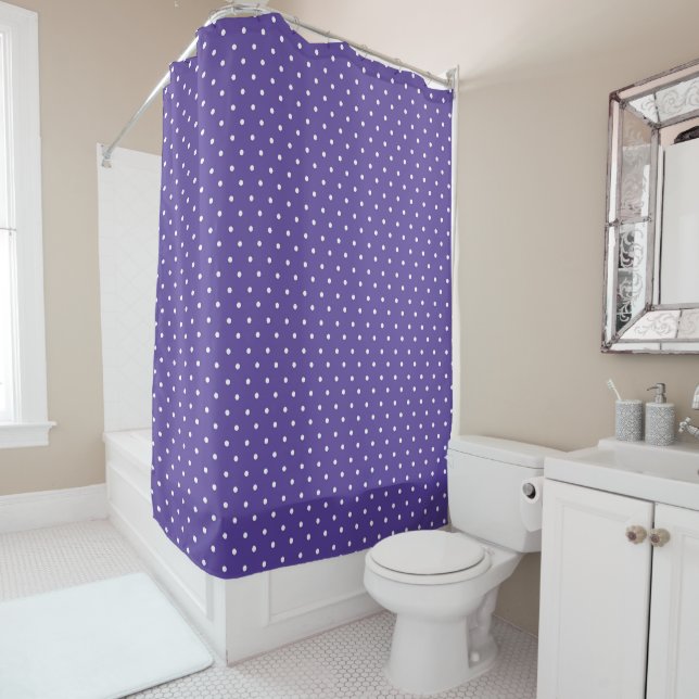 Seamless  medium purple polka dot pattern shower curtain (In Situ)