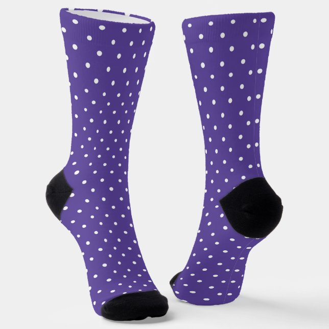 Seamless  medium purple polka dot pattern socks (Angled)
