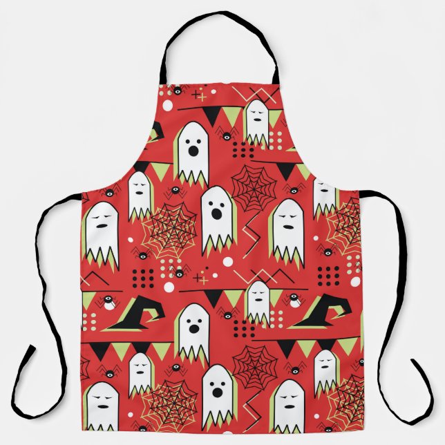 Seamless memphis geometric of ghost for halloween  apron (Front)