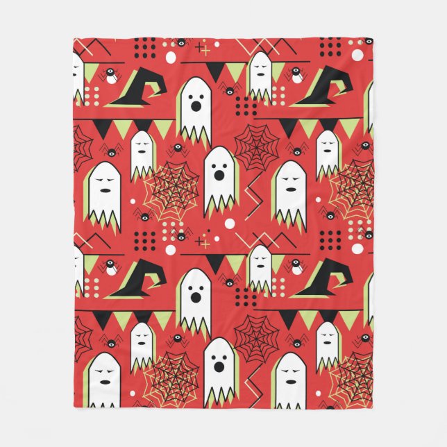Seamless memphis geometric of ghost for halloween  fleece blanket (Front)