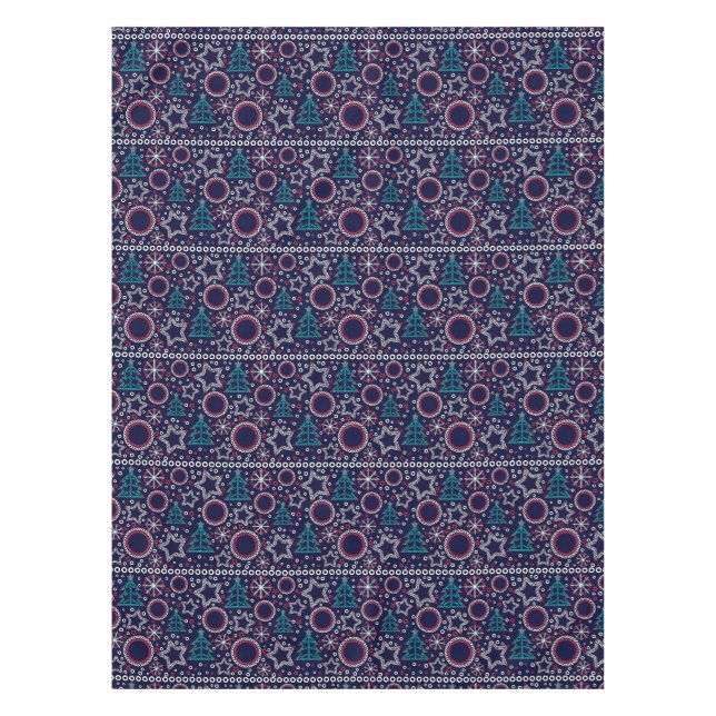 Seamless Merry Christmas ornamental decor tree sno Tablecloth (Front)