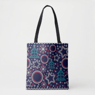 Seamless Merry Christmas ornamental decor tree sno Tote Bag