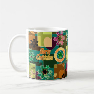 Seamless Merry Christmas Snowflake dark green colo Coffee Mug