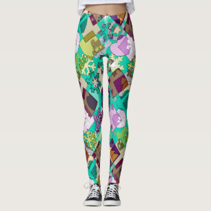 Seamless Merry Christmas Snowflake dark green colo Leggings