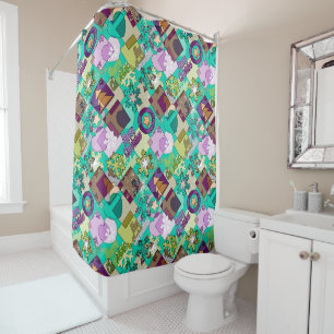 Seamless Merry Christmas Snowflake dark green colo Shower Curtain