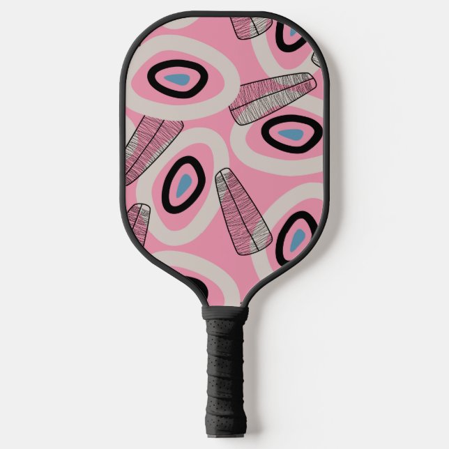 Seamless Midcentury Modern Art Pickleball Paddle (Front)