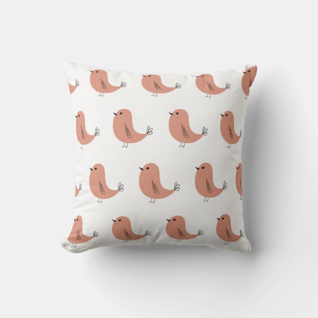 Seamless minimalist vector pattern of cute birds o cushion (Front)