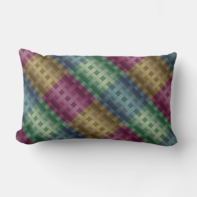 Seamless modern abstract lined striped multicolor lumbar cushion (Front)