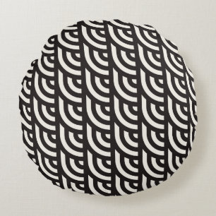 Seamless monochrome geometric pattern. Abstract st Round Cushion