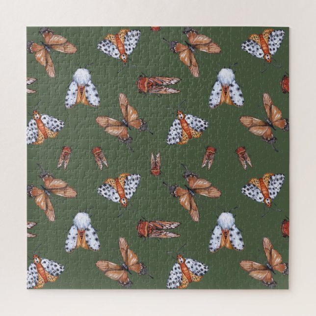 Seamless Moth and Butterfly Nature Print Jigsaw Puzzle (Vertical)