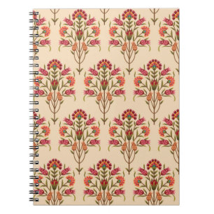 seamless mughal flower pattern design cream backgr notebook