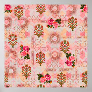 Seamless mughal with floral floral pattern on digi poster