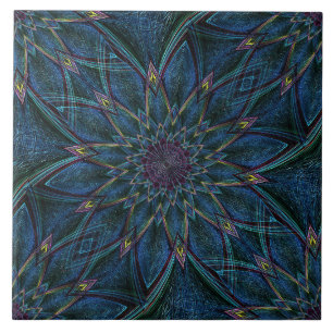 Seamless Multi Color Teal Decorative Ceramic Tile
