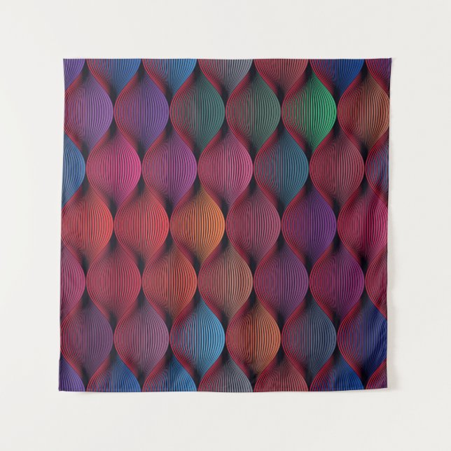 Seamless multicolored wavy pattern tapestry (Front)