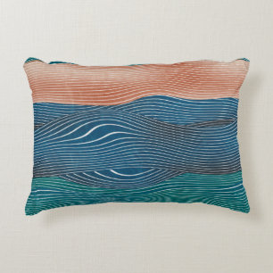 Seamless natural landscape hill pattern. Horizonta Decorative Cushion