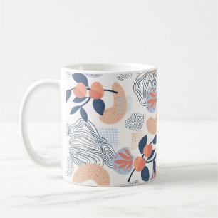 Seamless nature pattern. Abstract shapes, fruits a Coffee Mug