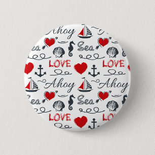 Seamless nautical pattern 6 cm round badge