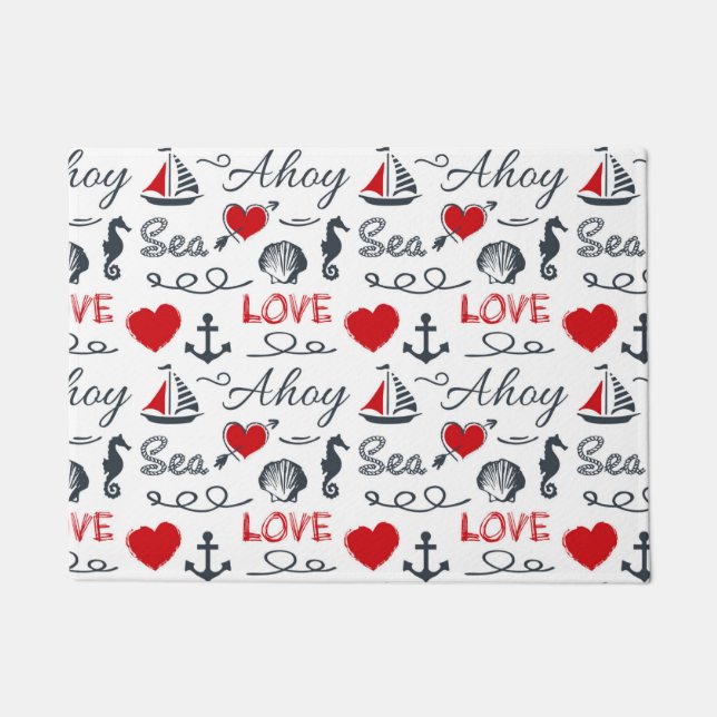 Seamless nautical pattern doormat (Front)