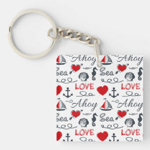 Seamless nautical pattern key ring