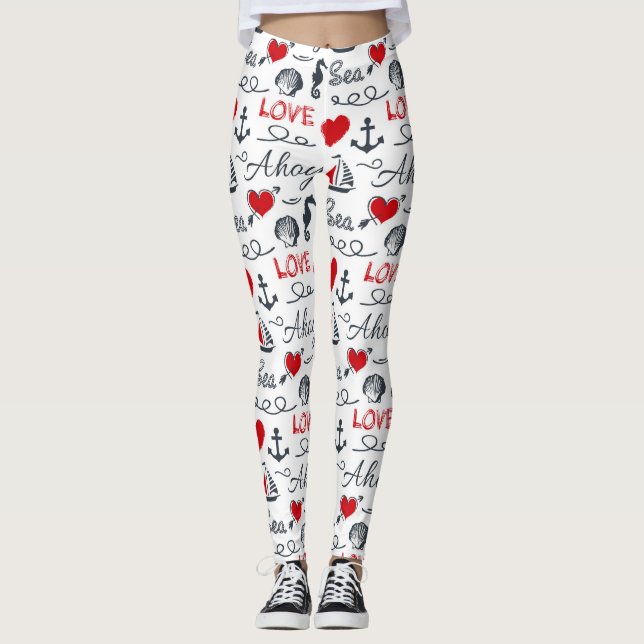 Seamless nautical pattern leggings (Front)