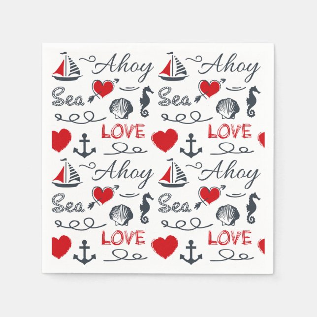 Seamless nautical pattern napkin (Front)