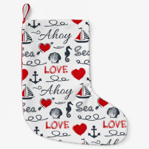 Seamless nautical pattern small christmas stocking