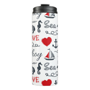 Seamless nautical pattern thermal tumbler