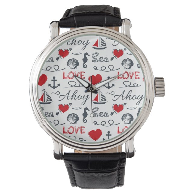 Seamless nautical pattern watch (Front)