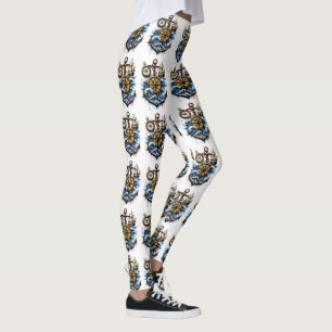 Seamless Nautical Pattern with Anchor, Compass, Wa Leggings
