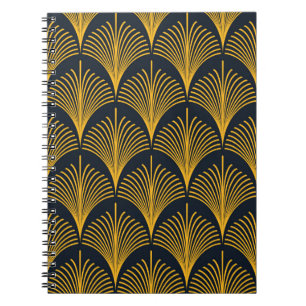 Seamless neon orange vintage art deco peacock fish notebook