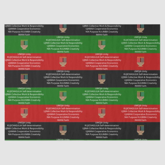Seamless NGUZO SABA 7 Principles KWANZAA Tissue Paper (Front)