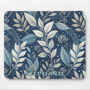 Seamless Night Garden Botanical Pattern Mouse Mat