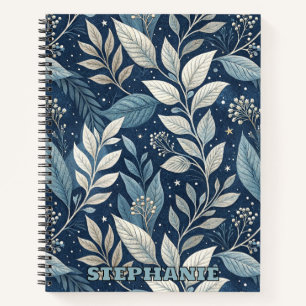 Seamless Night Garden Botanical Pattern Notebook