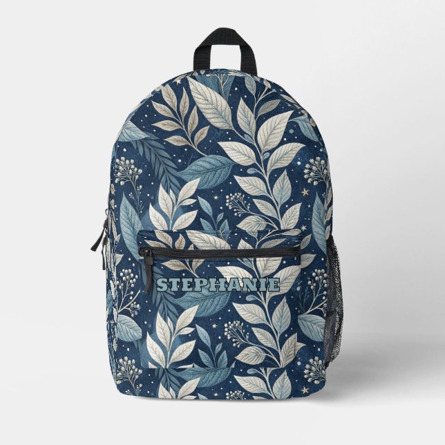 Seamless Night Garden Botanical Pattern Printed Backpack (Front)