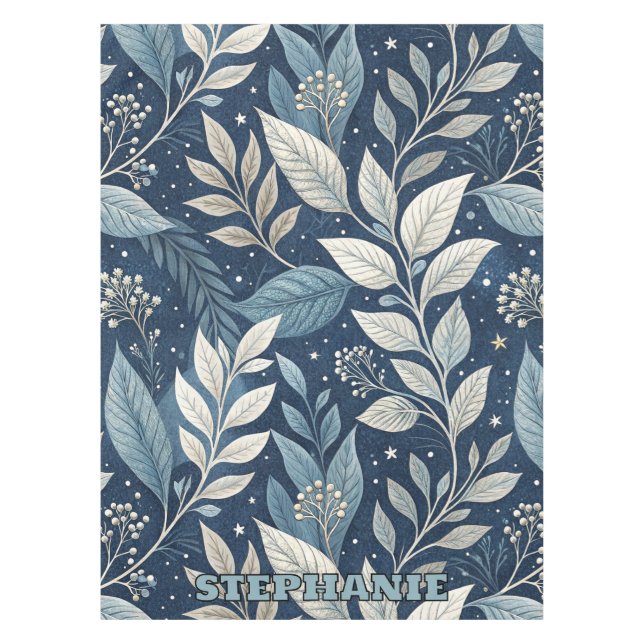 Seamless Night Garden Botanical Pattern Tablecloth (Front)