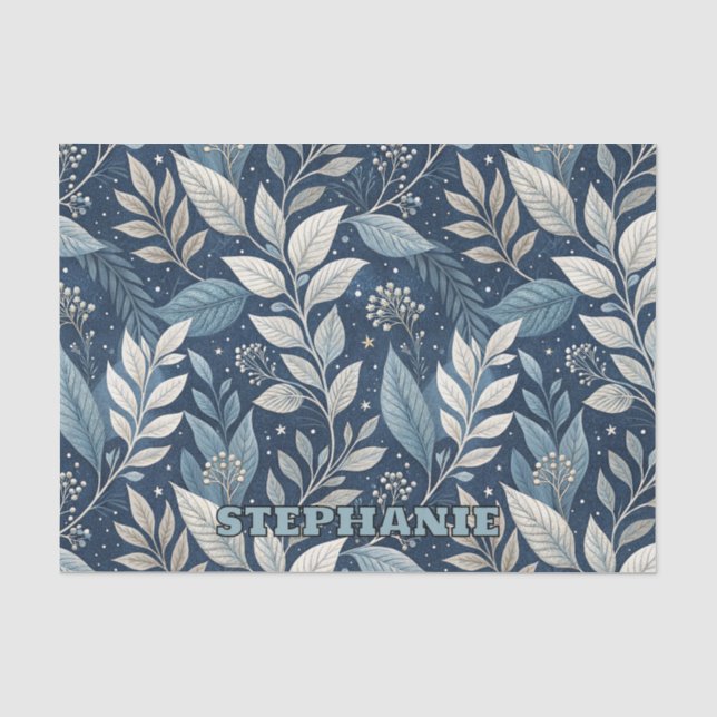 Seamless Night Garden Botanical Pattern Tissue Paper (Front)