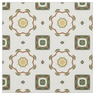 Seamless Octagon shapes green, brown, white Fabric
