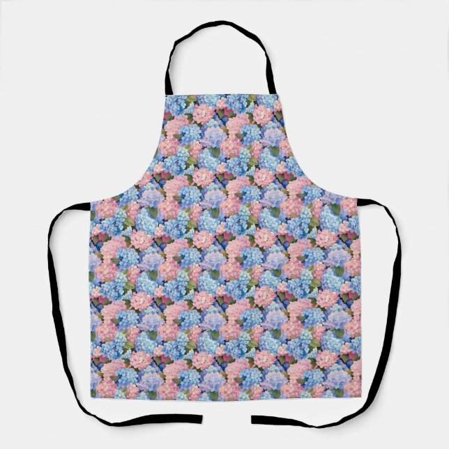 Seamless Of Pink and Blue Hydrangea Flowers Apron (Front)