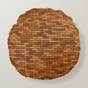 Seamless Old brick wall background with vignette. Round Cushion