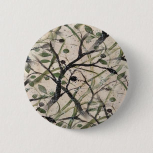Seamless Olive Branch Abstract Art Pattern 6 Cm Round Badge
