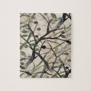 Seamless Olive Branch Abstract Art Pattern Jigsaw Puzzle