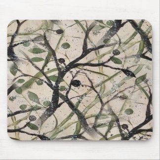 Seamless Olive Branch Abstract Art Pattern Mouse Mat