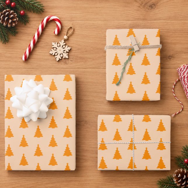 Seamless Orange Christmas Tree | Wrapping Paper Sheet (Creator Uploaded)